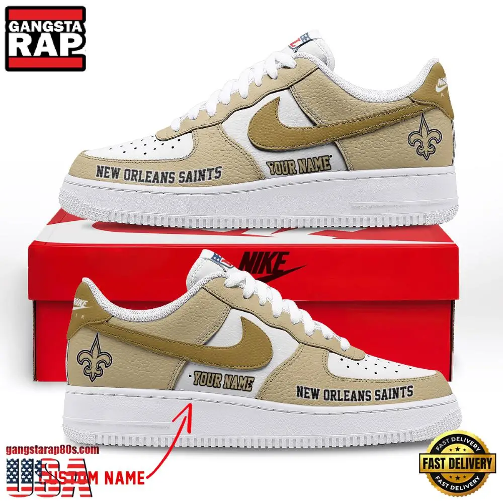 NFL New Orleans Saints New Design Custom Air Force 1 Running Sneakers Shoes NFL New Orleans Saints New Design Custom Air Force 1 Running Sneakers Shoes - Image 1