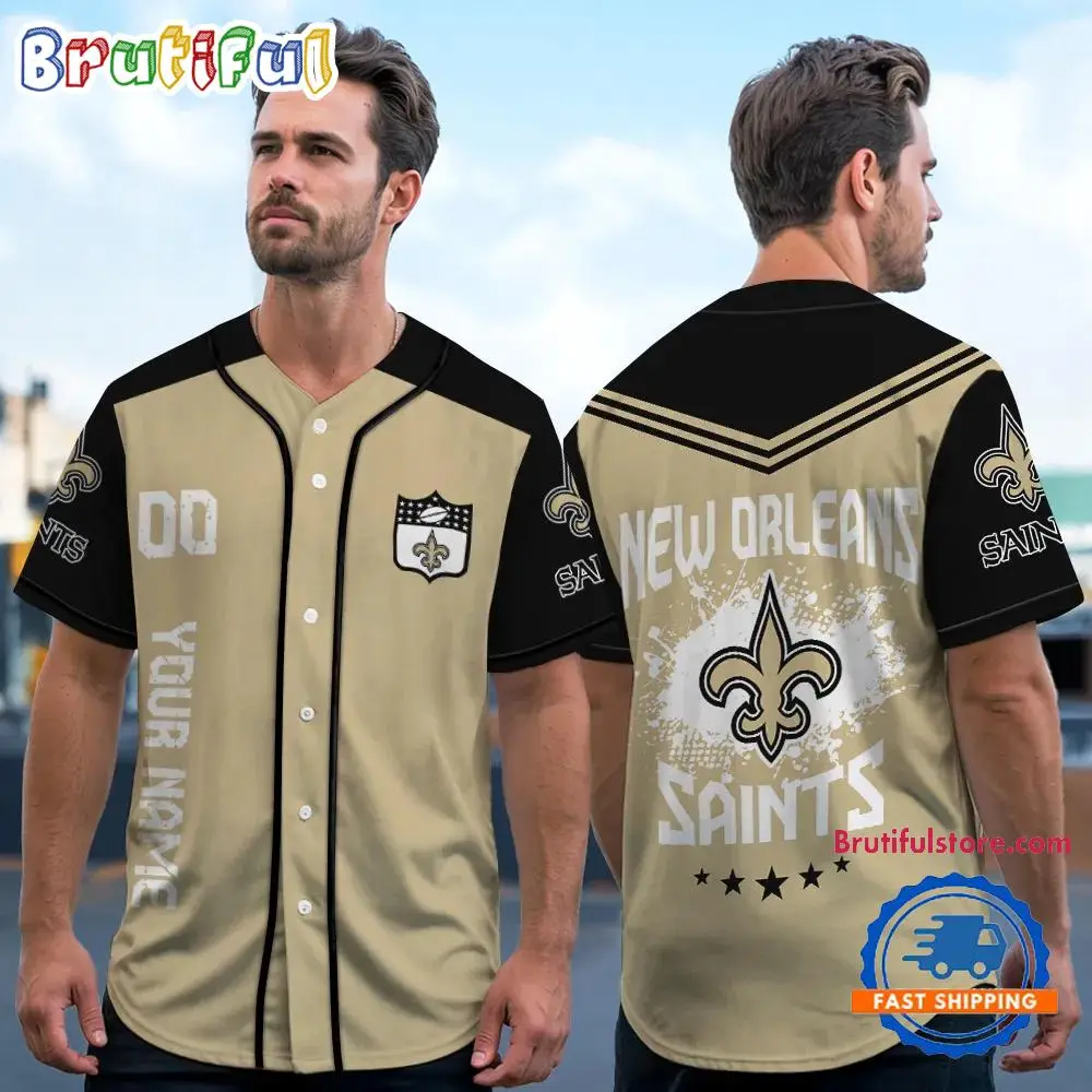 NFL New Orleans Saints Personalized Baseball Jersey