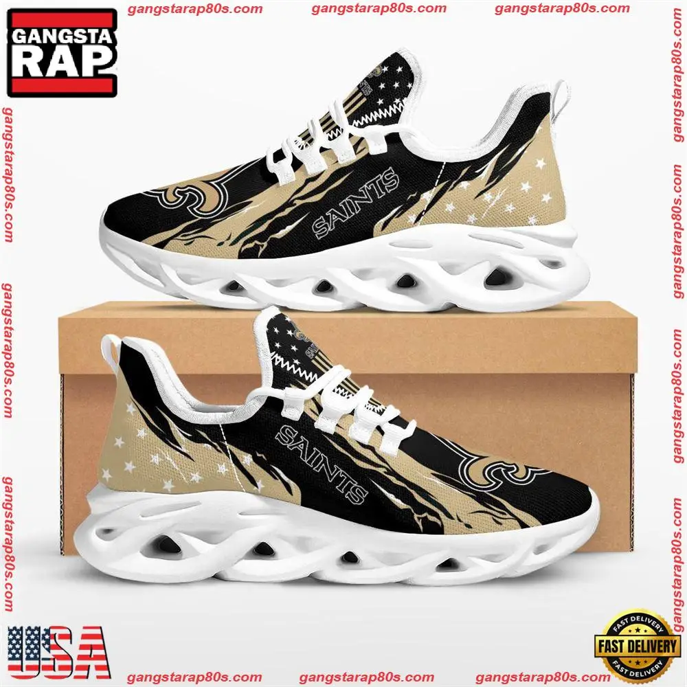 NFL New Orleans Saints Stars and Stripes Max Soul Shoes Running Sneakers Running Sneakers