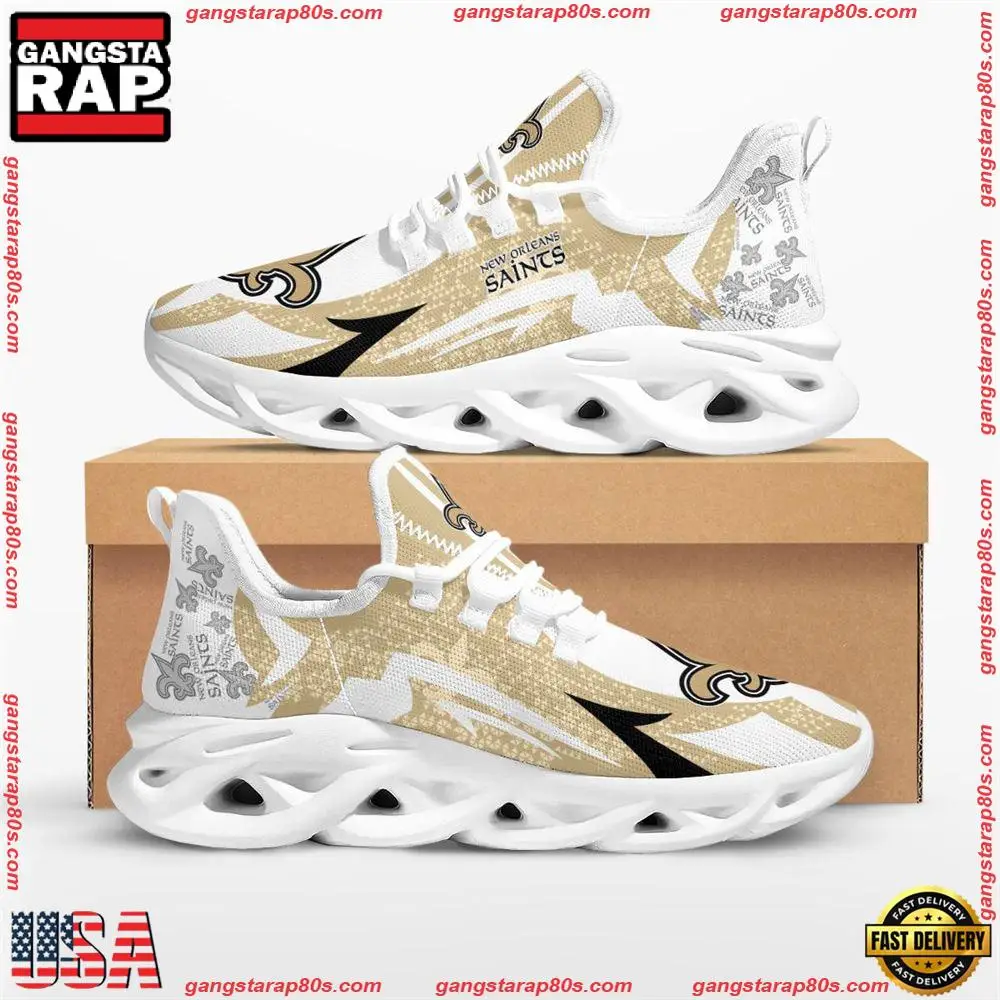 NFL New Orleans Saints Symbol Geometric Pattern Max Soul Shoes Running Sneakers