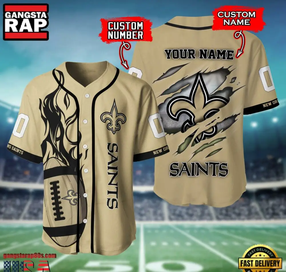 NFL New Orleans Saints Team Logo Litmited Edition Baseball Jersey Shirt