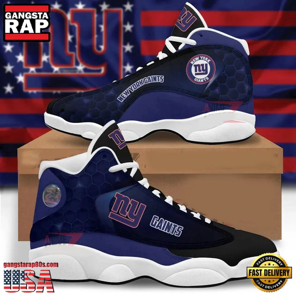 NFL New York Gaints New Design Air Jordan 13 Running Sneakers Shoes NFL New York Gaints New Design Air Jordan 13 Running Sneakers Shoes - Image 1