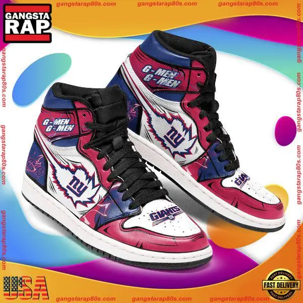 NFL New York Giants Football Logo Team Air Jordan 1 Running Sneakers Shoes