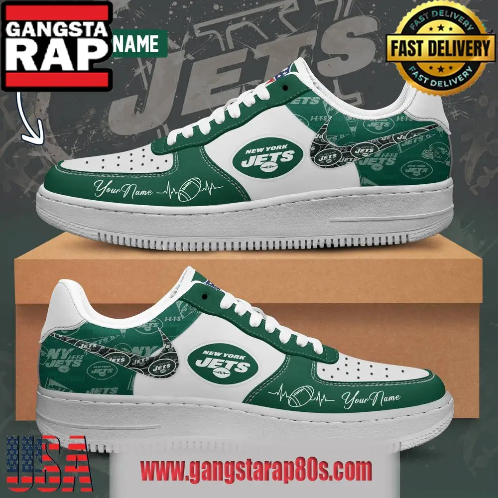 NFL New York Jets Custom Name Air Force 1 Running Sneakers Shoes