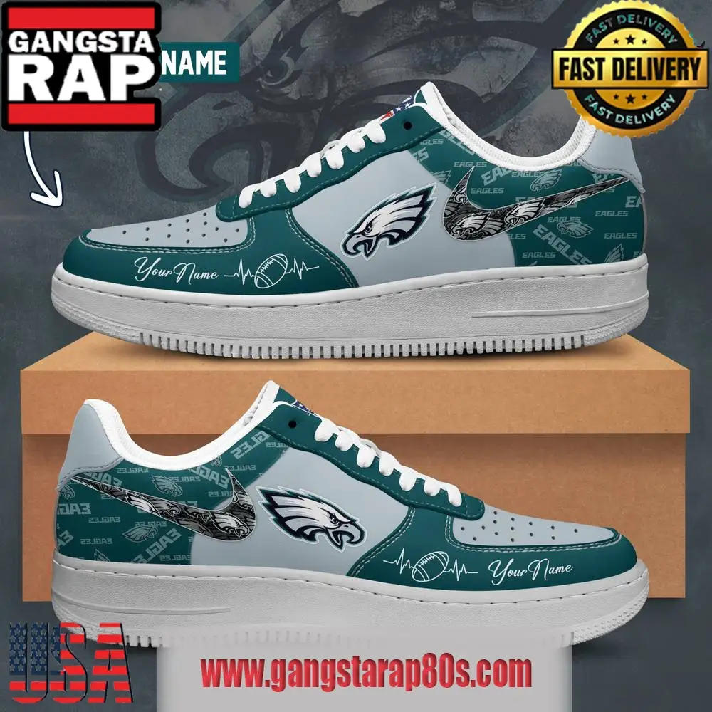 NFL Philadelphia Eagles Custom Name Air Force 1 Running Sneakers Shoes