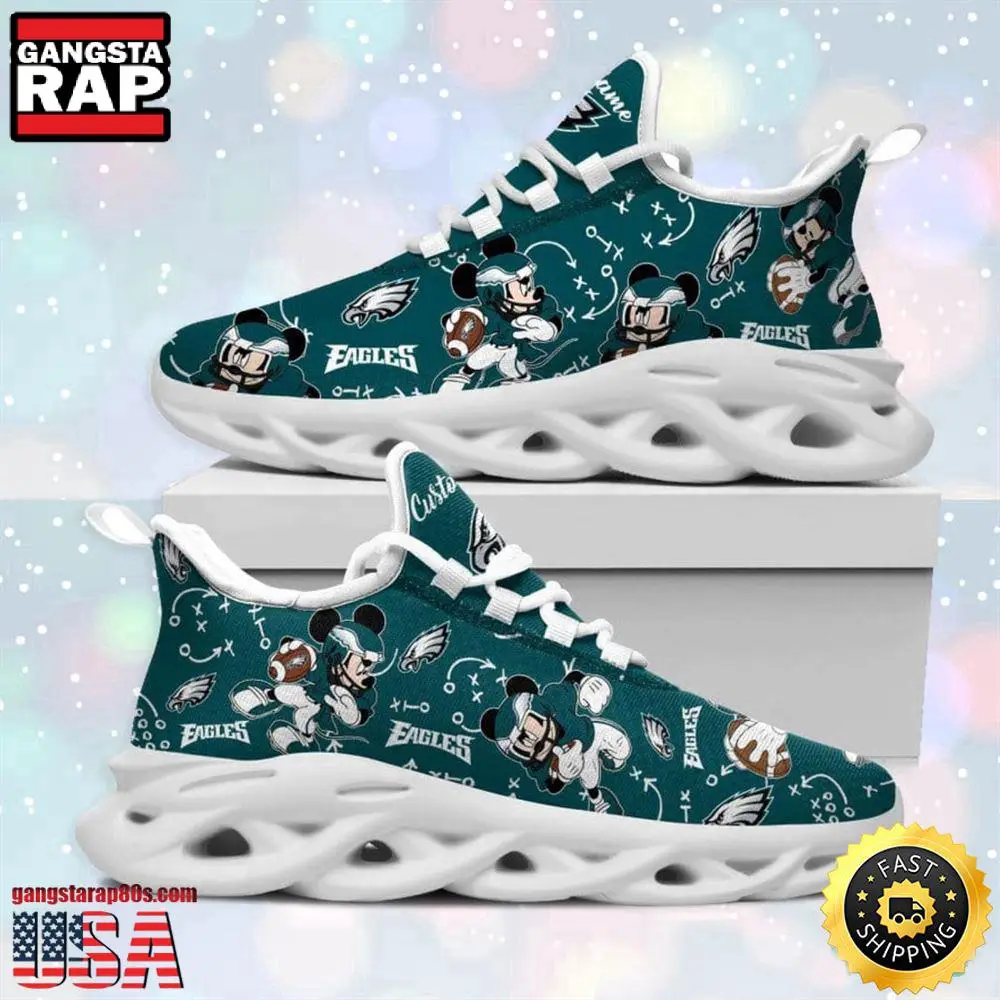 NFL Philadelphia Eagles Mickey Mouse Custom Name Max Soul Shoes Running Sneakers
