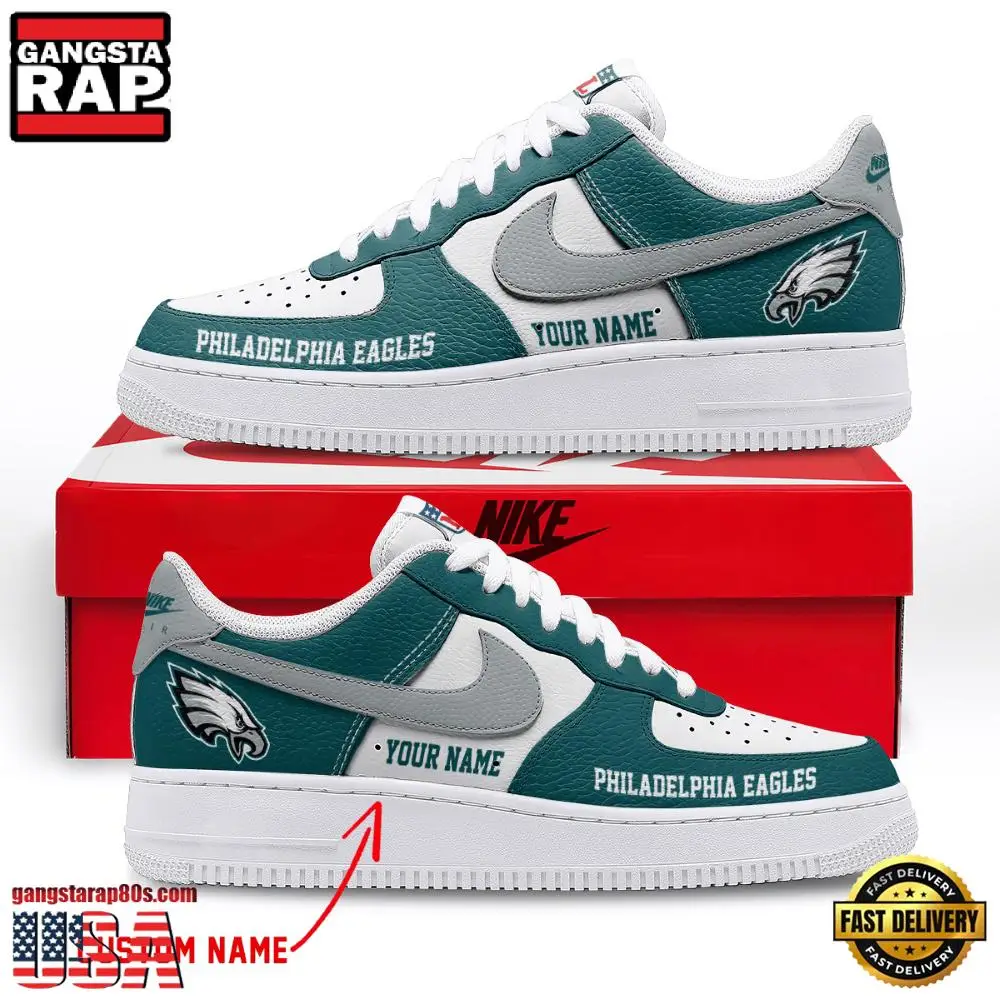 NFL Philadelphia Eagles New Design Custom Air Force 1 Running Sneakers Shoes NFL Philadelphia Eagles New Design Custom Air Force 1 Running Sneakers Shoes - Image 1
