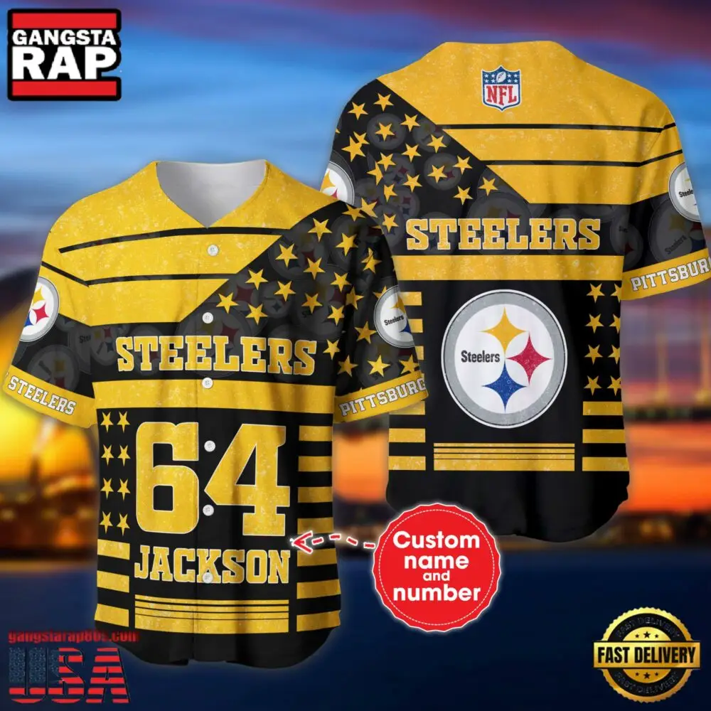 NFL Pittsburgh Steelers Custom Name Number Name Number American Flag Baseball Jersey Shirt
