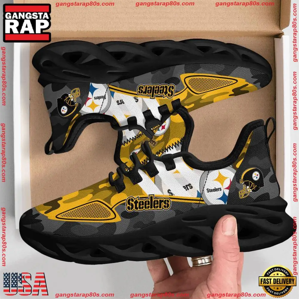 NFL Pittsburgh Steelers Military Camouflage Max Soul Shoes Running Sneakers Running Sneakers
