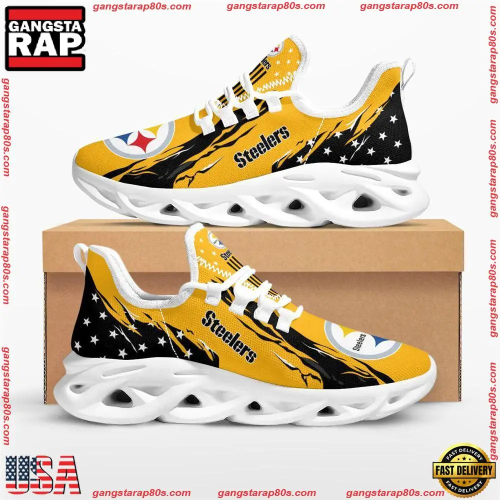 NFL Pittsburgh Steelers Stars and Stripes Max Soul Shoes Running Sneakers Running Sneakers