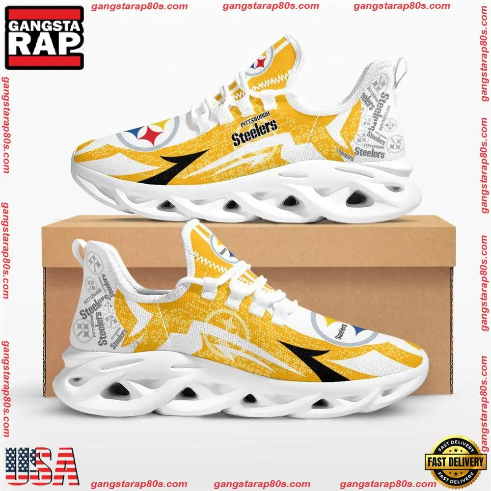 NFL Pittsburgh Steelers Symbol Geometric Pattern Max Soul Shoes Running Sneakers NFL Pittsburgh Steelers Symbol Geometric Pattern Max Soul Shoes Running Sneakers - Image 1