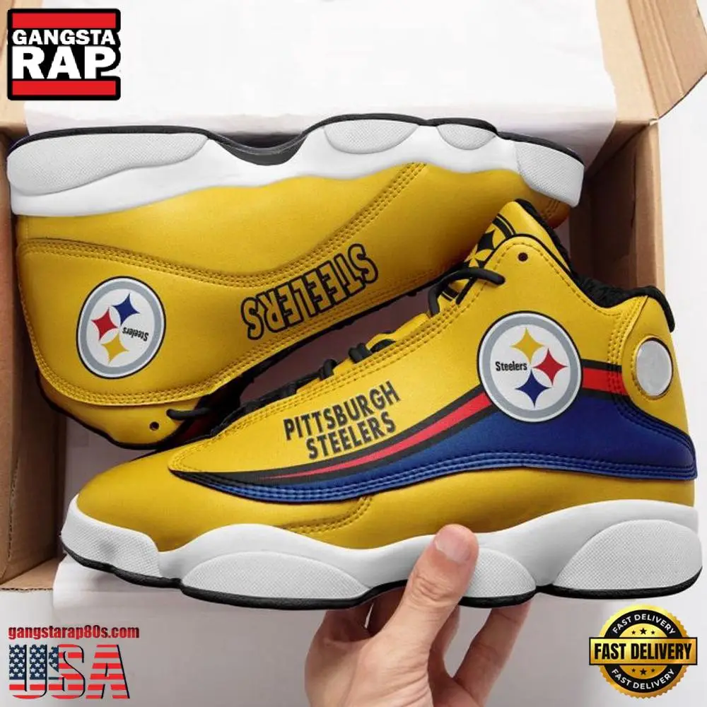 NFL Pittsburgh Steelers Team New Design Air Jordan 13 Running Sneakers Shoes NFL Pittsburgh Steelers Team New Design Air Jordan 13 Running Sneakers Shoes - Image 1