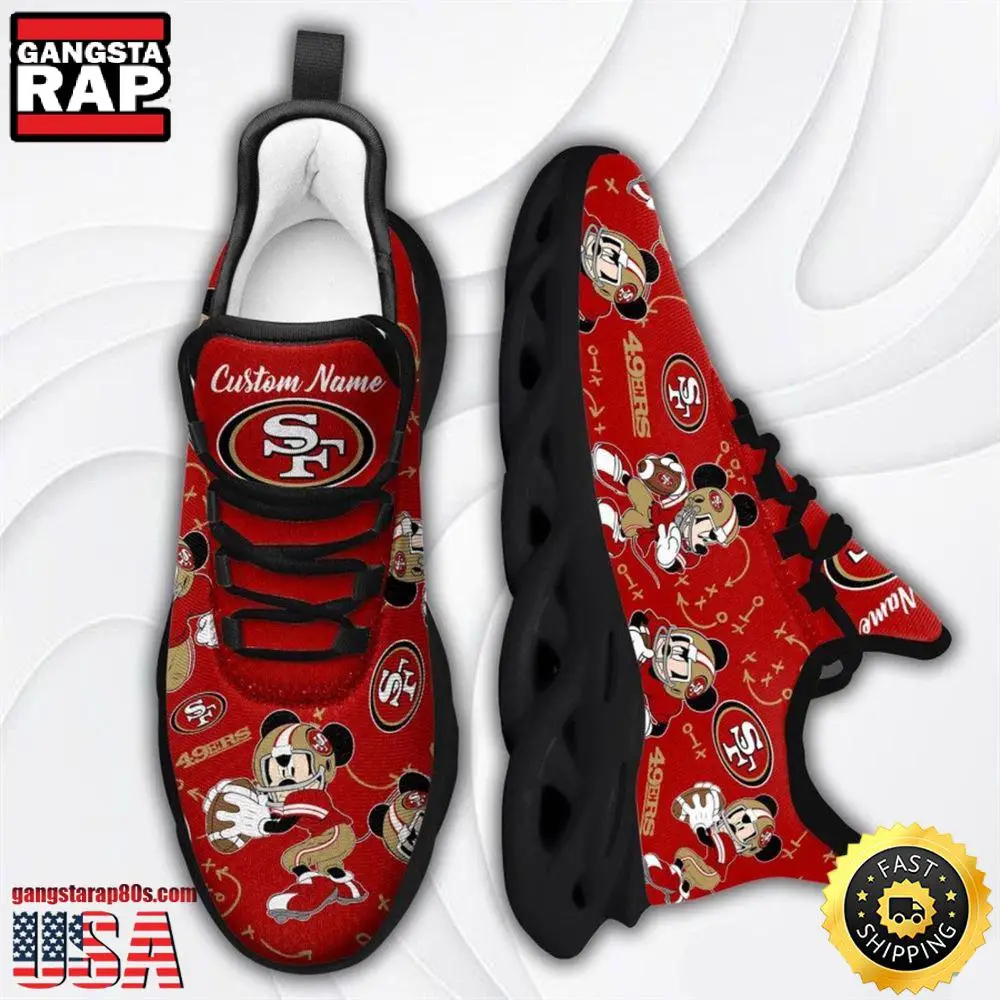 NFL San Francisco 49ers Mickey Mouse Custom Name Max Soul Shoes Running Sneakers