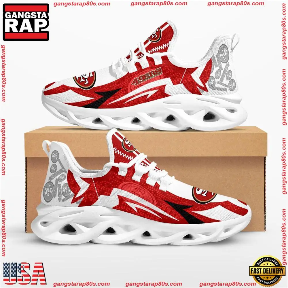 NFL San Francisco 49ers Symbol Geometric Pattern Max Soul Shoes Running Sneakers NFL San Francisco 49ers Symbol Geometric Pattern Max Soul Shoes Running Sneakers - Image 1