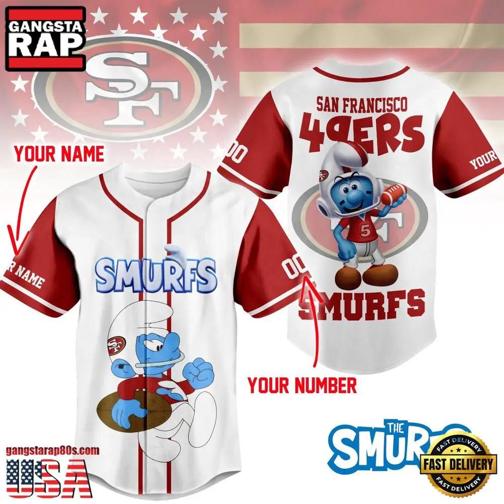 NFL San Francisco 49ers The Smurfs Movie Unique Design Custom Baseball Jersey