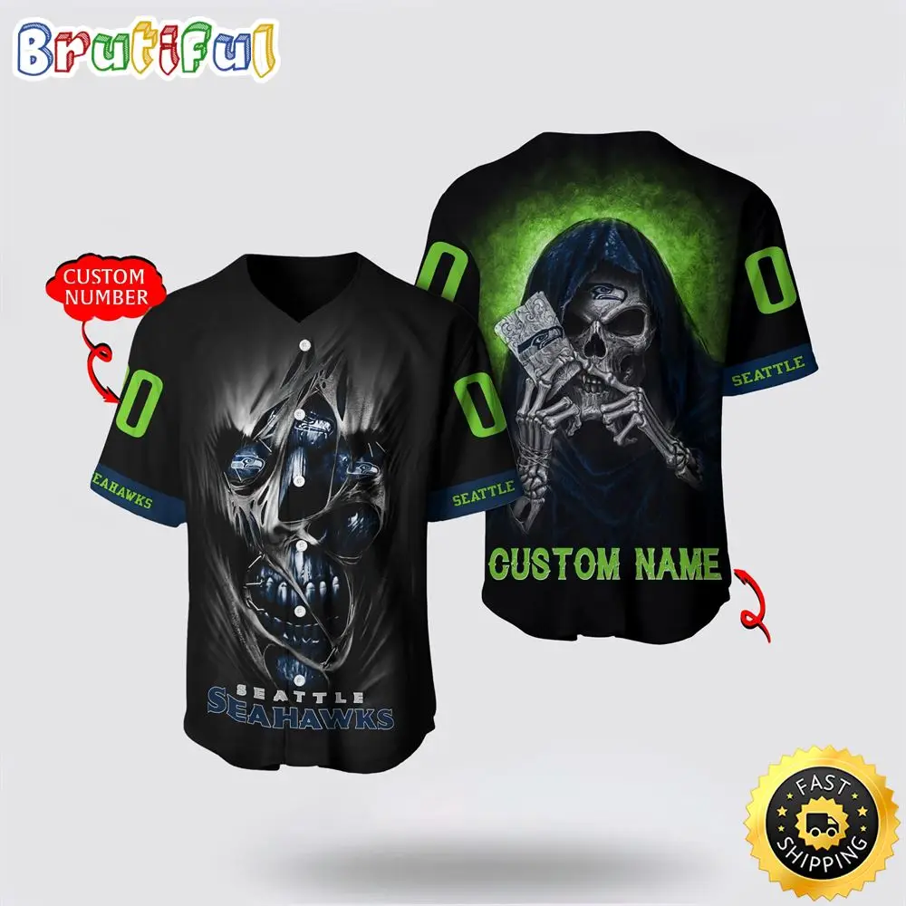 NFL Seattle Seahawks Baseball Jersey 3D Personalized Skull Stay Cozy And Stylish