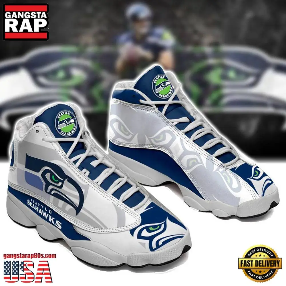 NFL Seattle Seahawks Football New Design Air Jordan 13 Running Sneakers Shoes NFL Seattle Seahawks Football New Design Air Jordan 13 Running Sneakers Shoes - Image 1