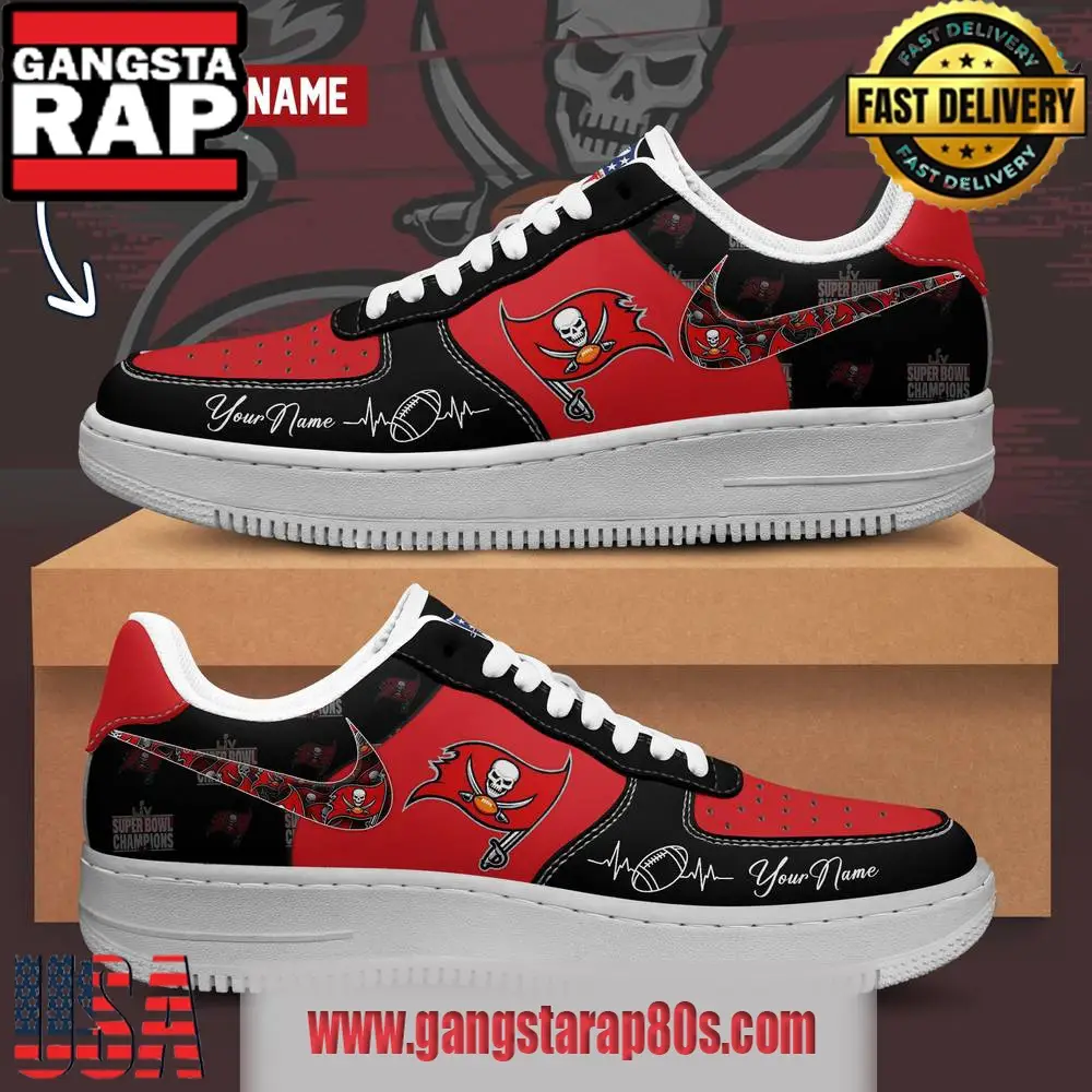 NFL Tampa Bay Buccaneers Custom Name Air Force 1 Running Sneakers Shoes NFL Tampa Bay Buccaneers Custom Name Air Force 1 Running Sneakers Shoes - Image 1