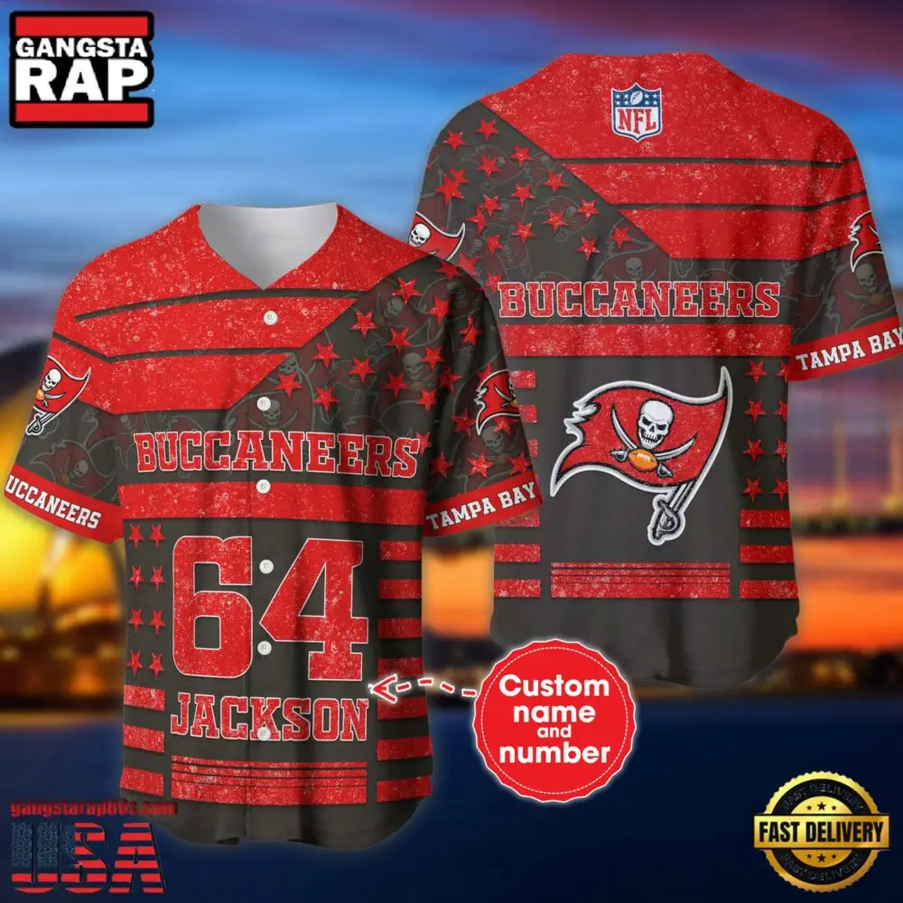 NFL Tampa Bay Buccaneers Custom Name Number Name Number American Flag Baseball Jersey Shirt