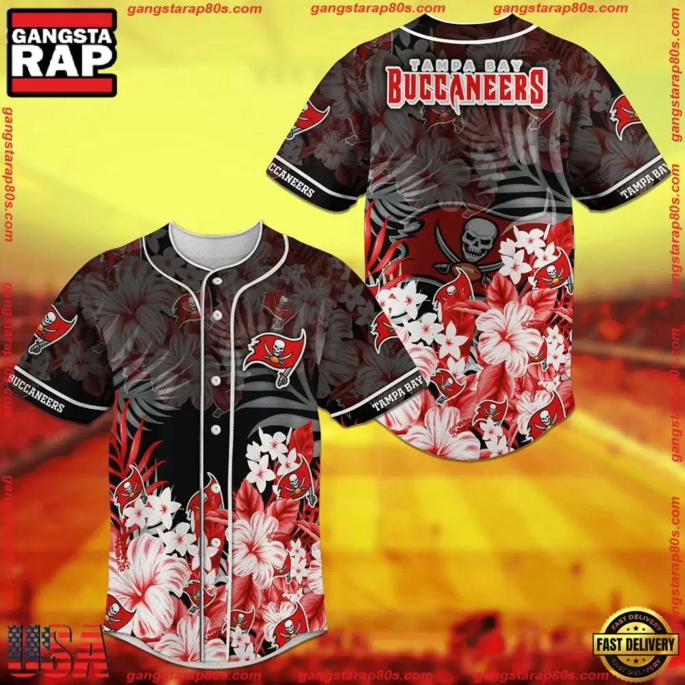 NFL Tampa Bay Buccaneers Flower Design New Design Baseball Jersey Shirt