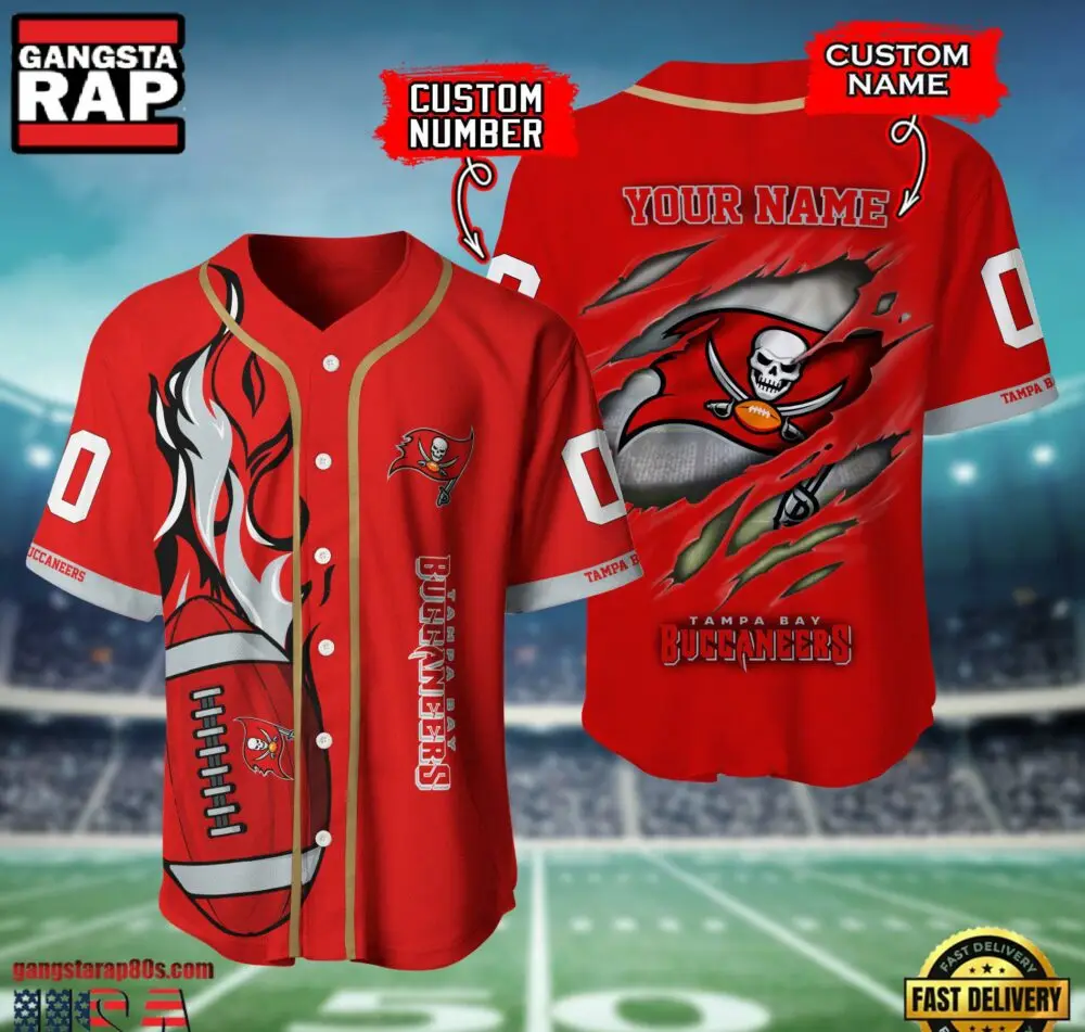 NFL Tampa Bay Buccaneers Team Logo Litmited Edition Baseball Jersey Shirt