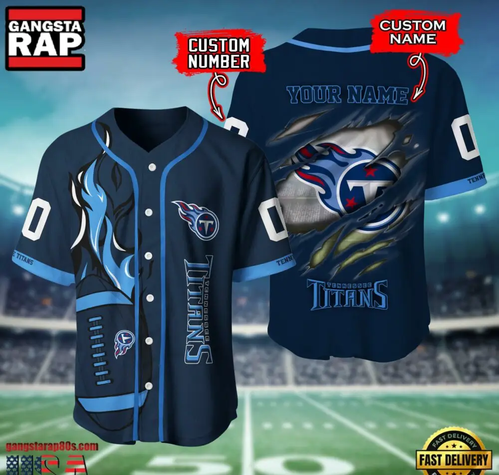 NFL Tennessee Titans Team Logo Litmited Edition Baseball Jersey Shirt