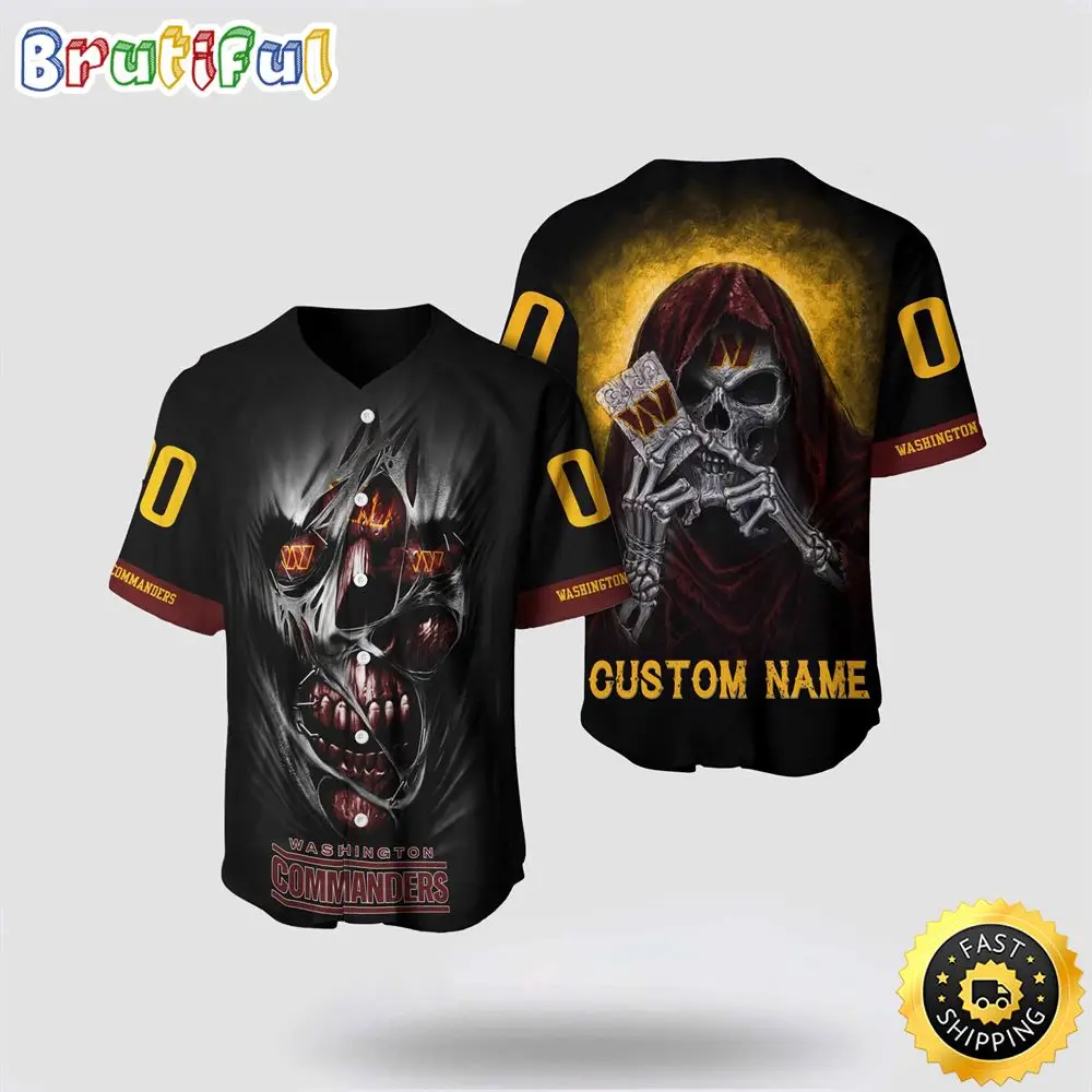 NFL Washington Commanders Baseball Jersey 3D Personalized Skull Stay Cozy And Stylish