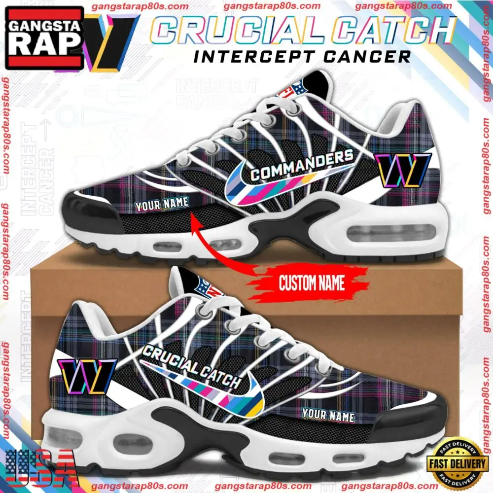 NFL Washington Commanders Crucial Catch Intercept Cancer Air Max Plus Shoes Running Sneakers