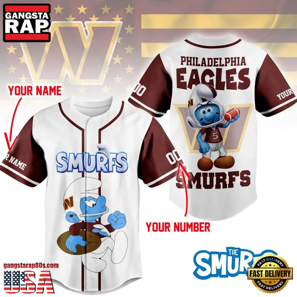 NFL Washington Commanders The Smurfs Movie Unique Design Custom Baseball Jersey