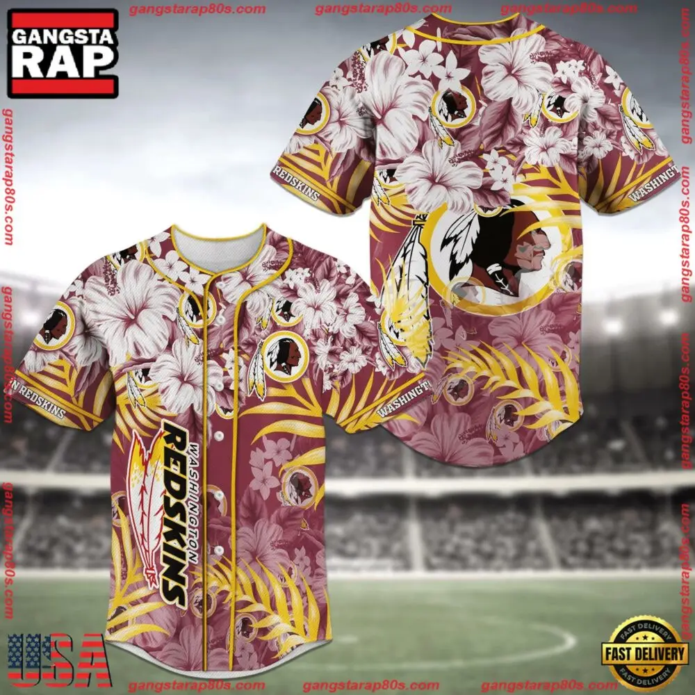 NFL Washington Redskins Flowers New Design Baseball Jersey Shirt