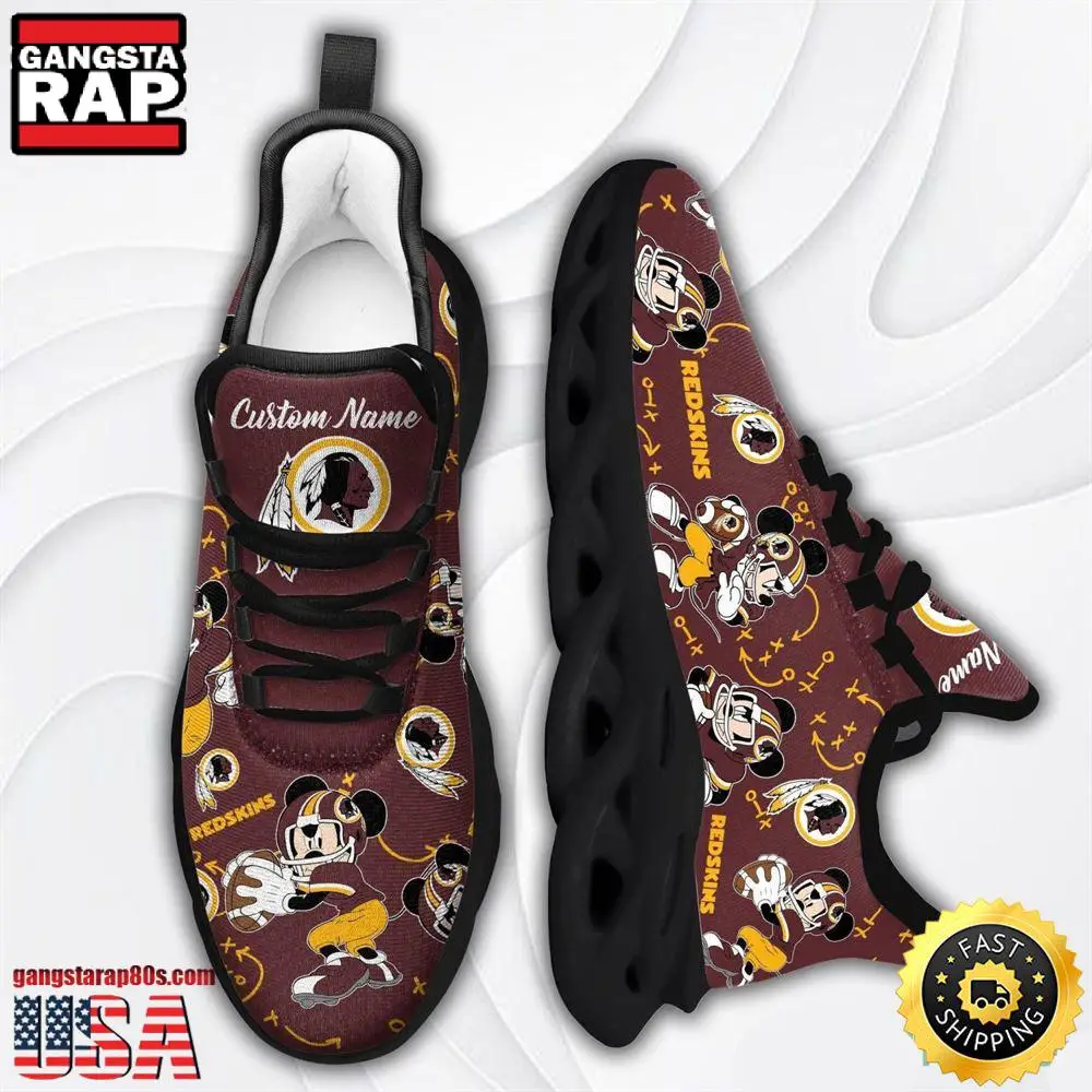 NFL Washington Redskins Mickey Mouse Custom Name Max Soul Shoes Running Sneakers