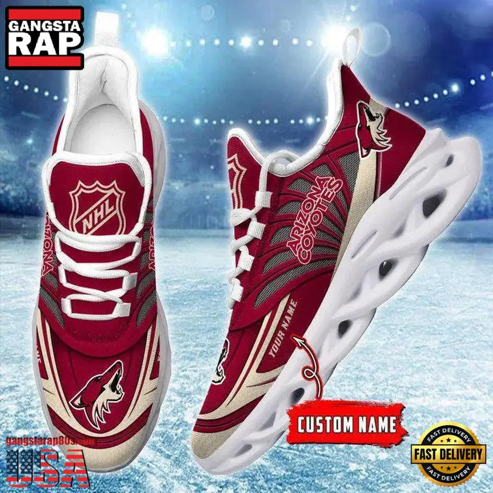 NHL Custom Name Arizona Coyotes Team Logo Design Max Soul Shoes Running Sneakers NHL Custom Name Arizona Coyotes Team Logo Design Max Soul Shoes Running Sneakers - Image 1