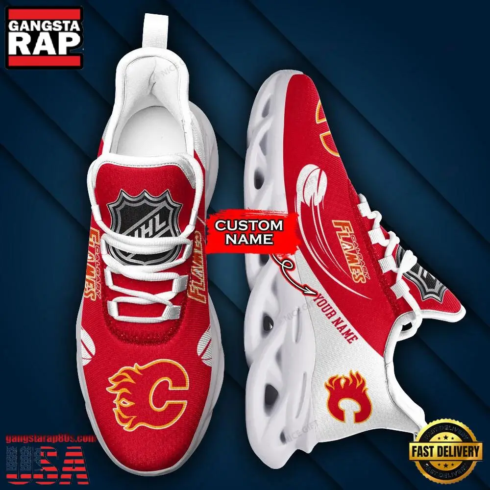 NHL Custom Name Calgary Flames Team Sport Max Soul Shoes