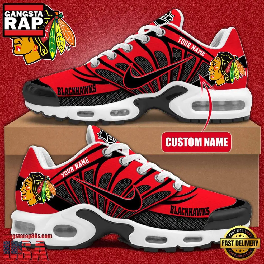 NHL Custom Name Chicago Blackhawks New Design Air Max Plus Shoes Running Sneakers