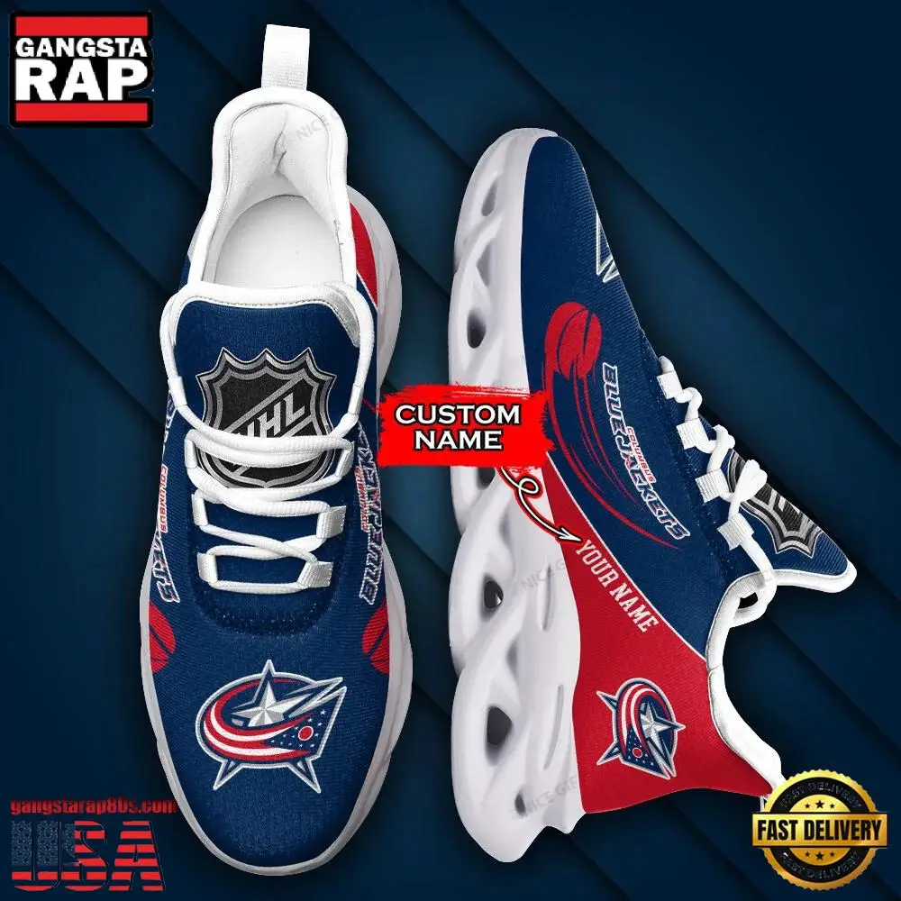 NHL Custom Name Columbus Blue Jackets Team Sport Max Soul Shoes NHL Custom Name Columbus Blue Jackets Team Sport Max Soul Shoes - Image 1