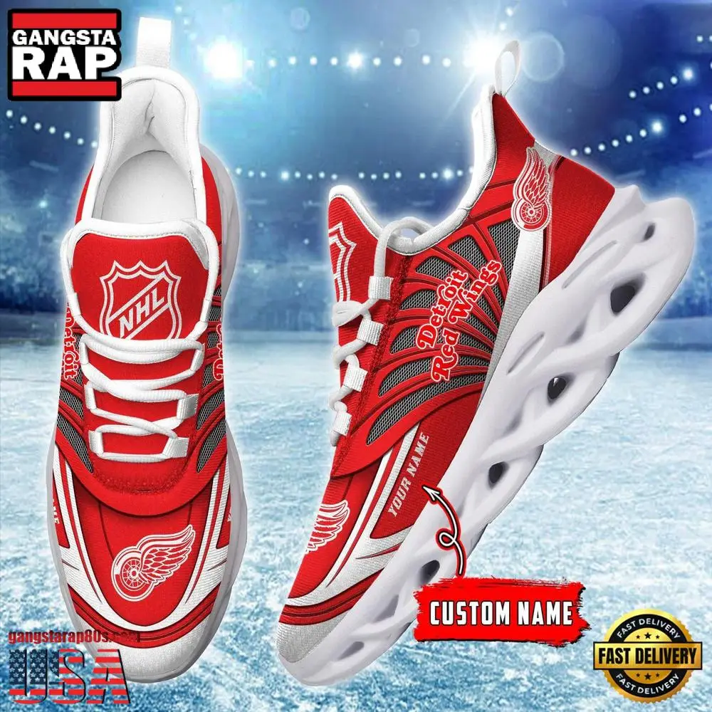 NHL Custom Name Detroit Red Wings Team Logo Design Max Soul Shoes Running Sneakers