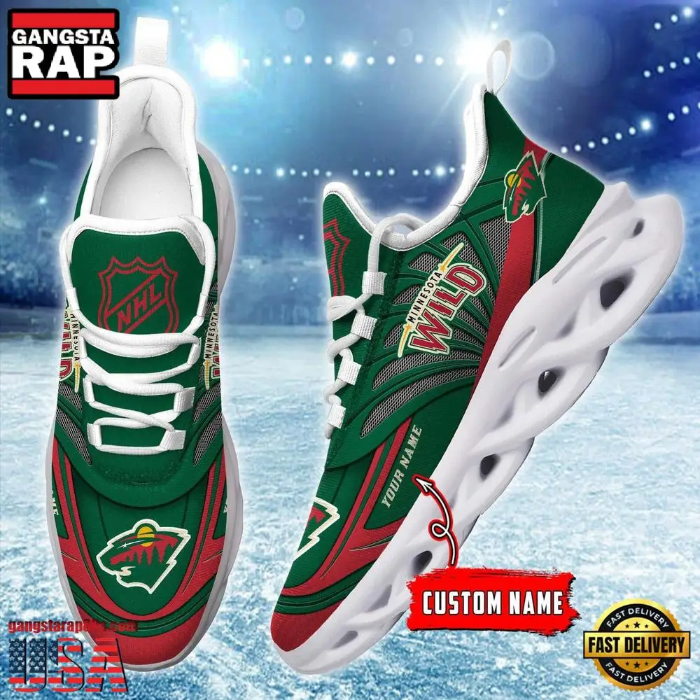 NHL Custom Name Minnesota Wild Team Logo Design Max Soul Shoes Running Sneakers