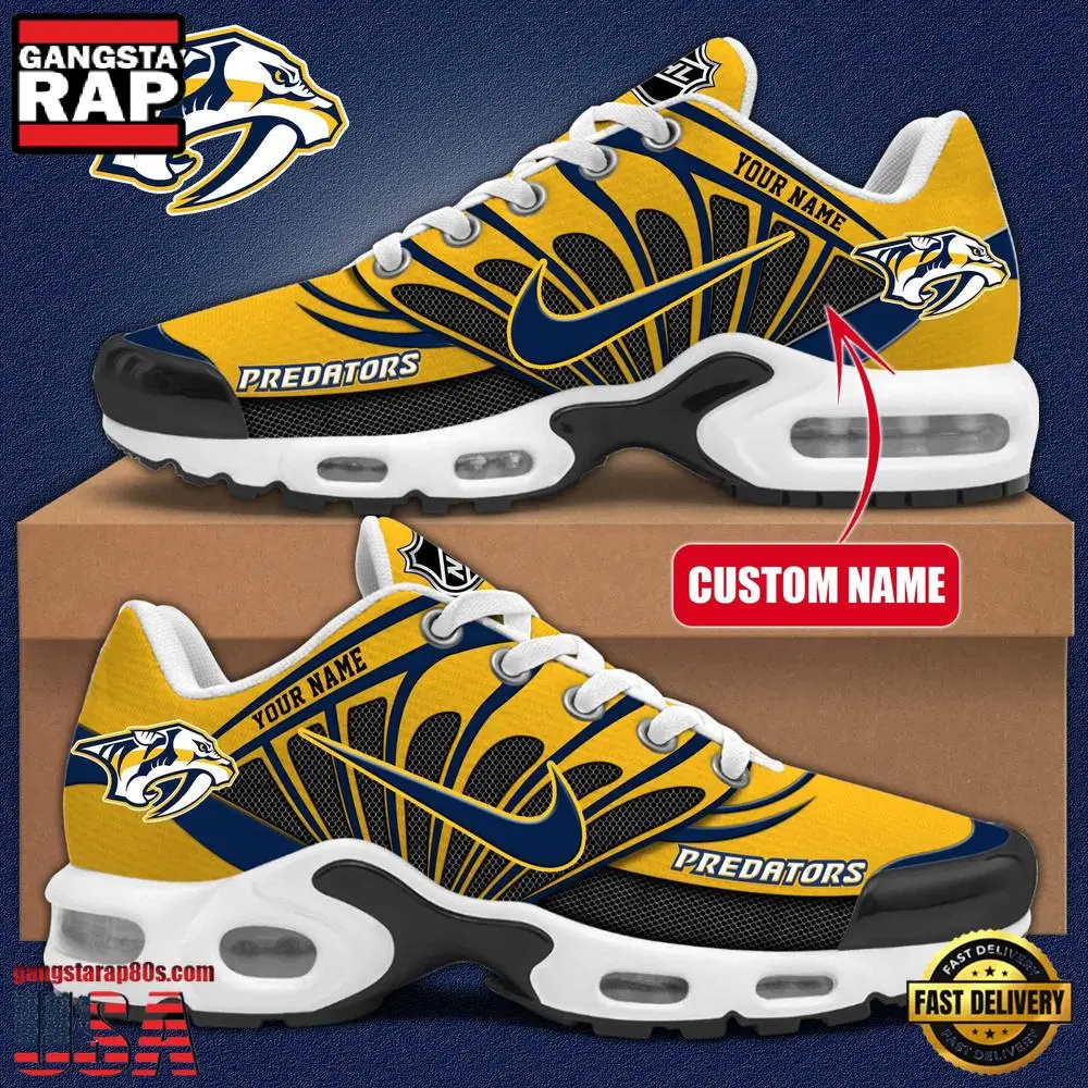 NHL Custom Name Nashville Predators New Design Air Max Plus Shoes Running Sneakers