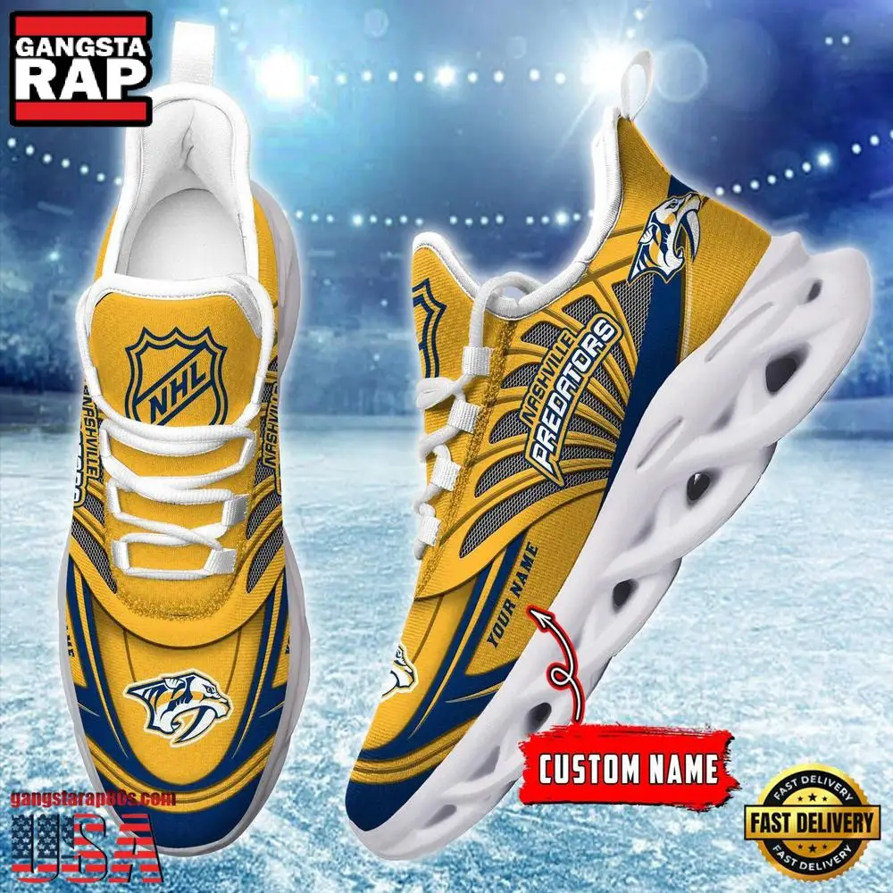 NHL Custom Name Nashville Predators Team Logo Design Max Soul Shoes Running Sneakers
