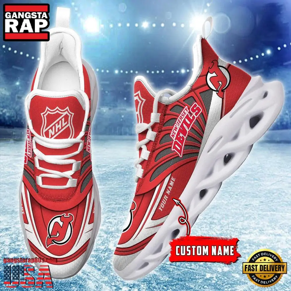 NHL Custom Name New Jersey Devils Team Logo Design Max Soul Shoes Running Sneakers