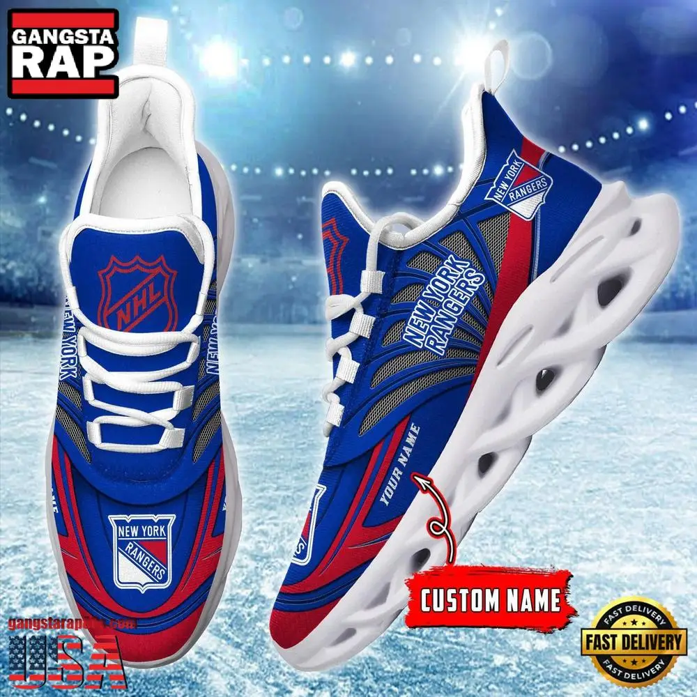 NHL Custom Name New York Rangers Team Logo Design Max Soul Shoes Running Sneakers