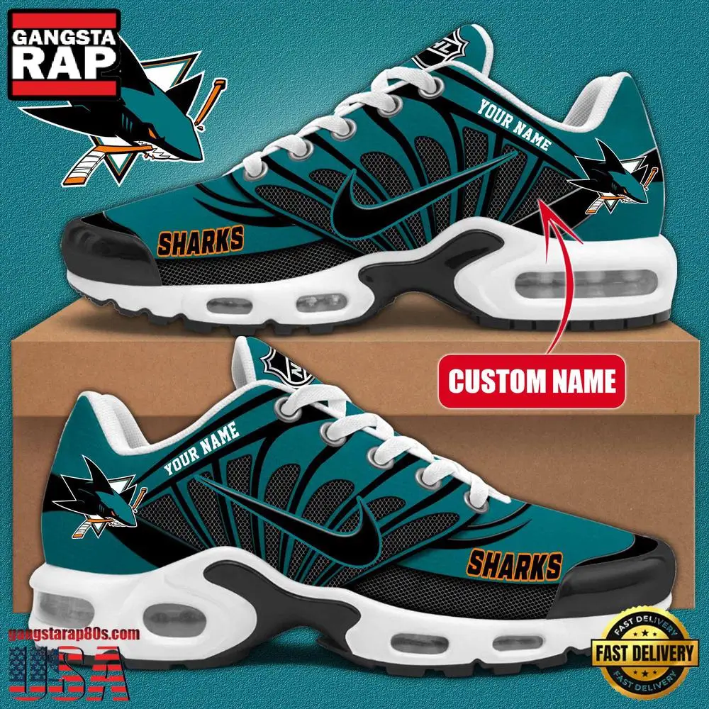 NHL Custom Name San Jose Sharks New Design Air Max Plus Shoes Running Sneakers