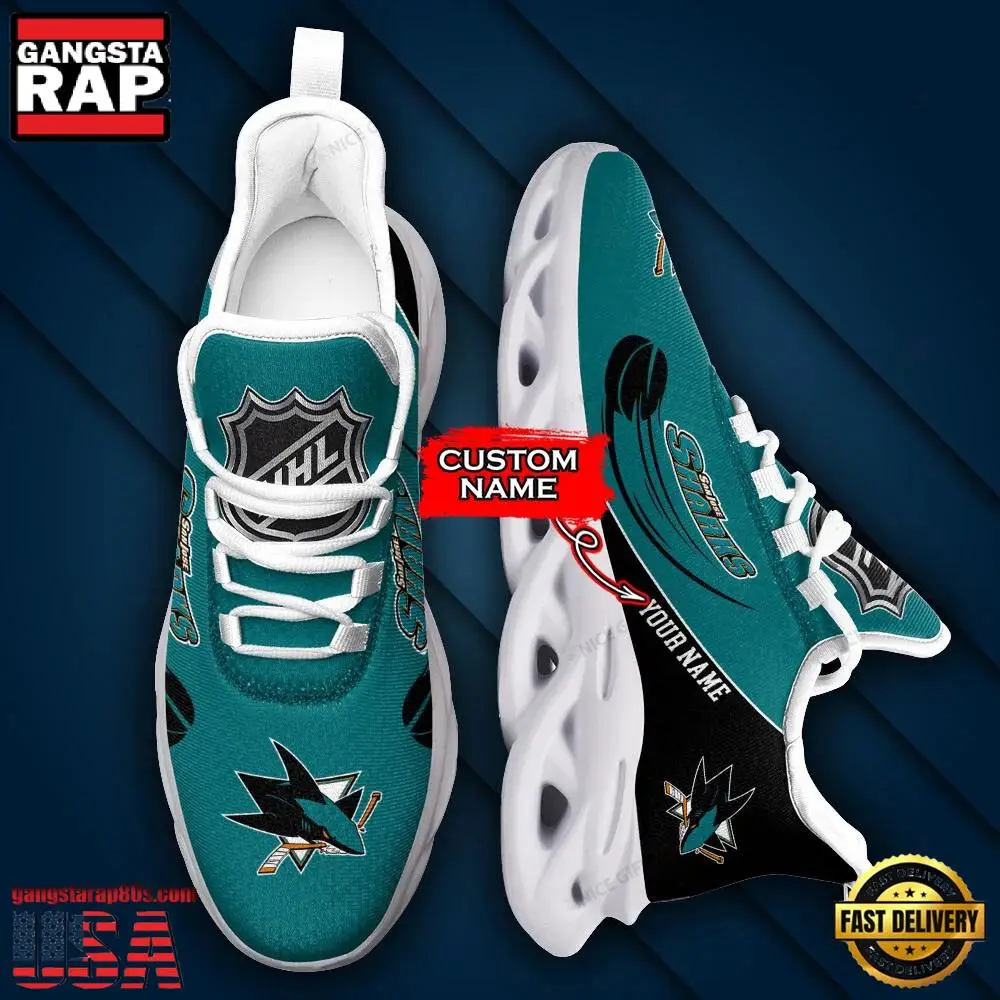 NHL Custom Name San Jose Sharks Team Sport Max Soul Shoes NHL Custom Name San Jose Sharks Team Sport Max Soul Shoes - Image 1