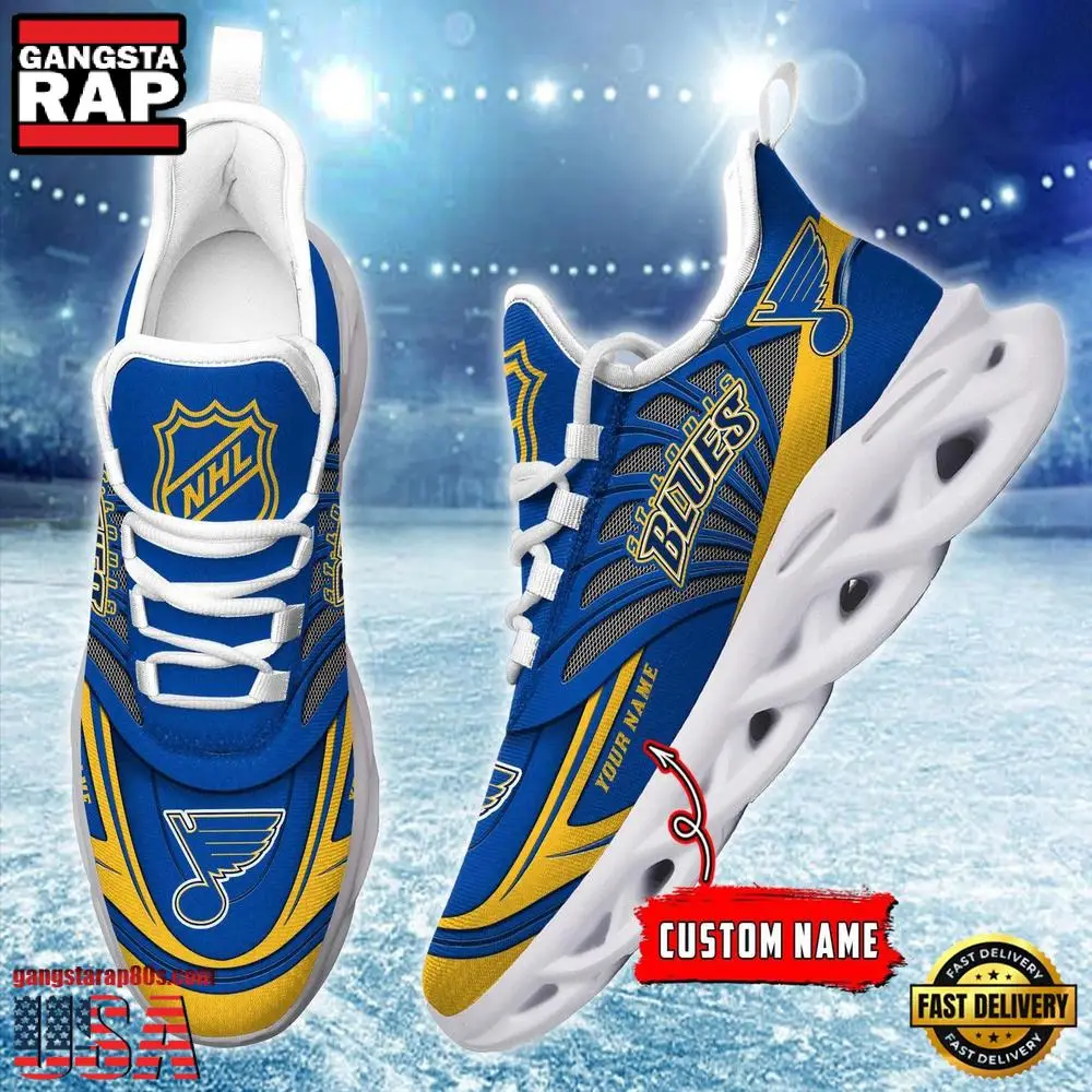 NHL Custom Name St. Louis Blues Team Logo Design Max Soul Shoes Running Sneakers NHL Custom Name St. Louis Blues Team Logo Design Max Soul Shoes Running Sneakers - Image 1