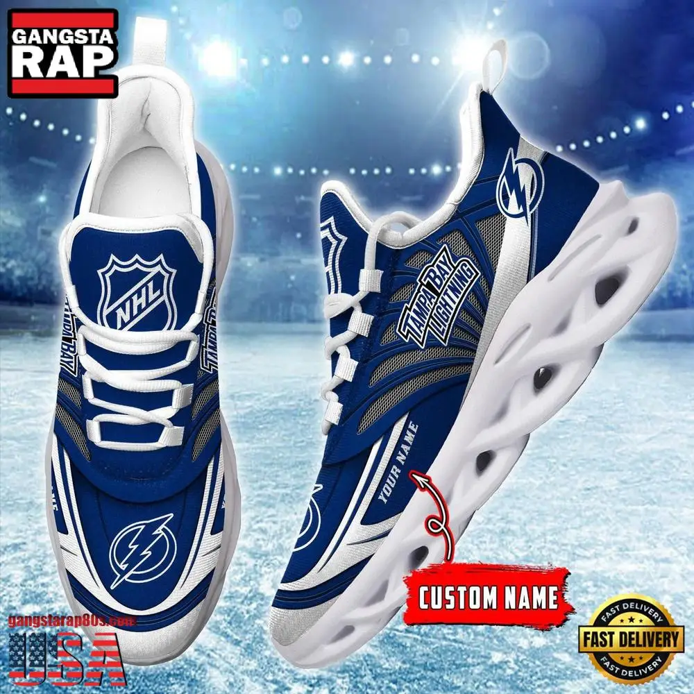 NHL Custom Name Tampa Bay Lightning Team Logo Design Max Soul Shoes Running Sneakers
