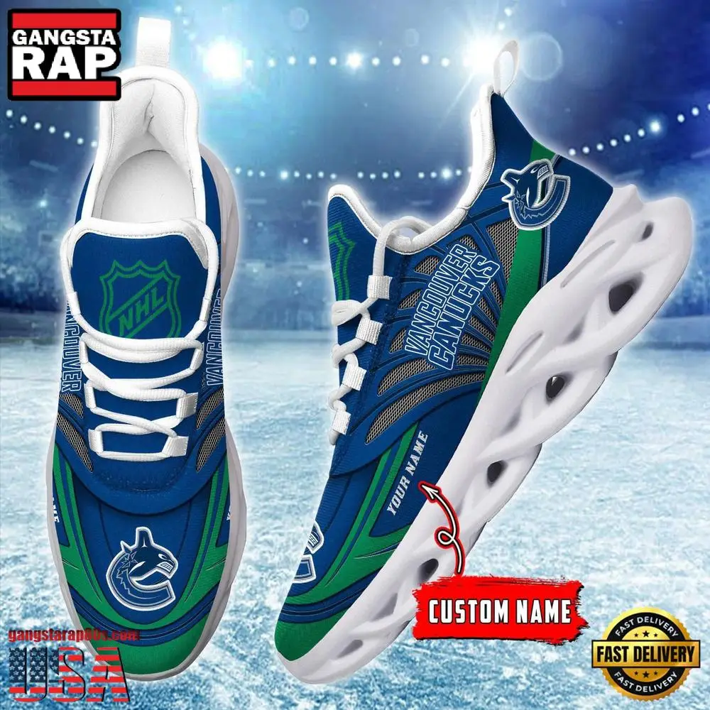 NHL Custom Name Vancouver Canucks Team Logo Design Max Soul Shoes Running Sneakers NHL Custom Name Vancouver Canucks Team Logo Design Max Soul Shoes Running Sneakers - Image 1