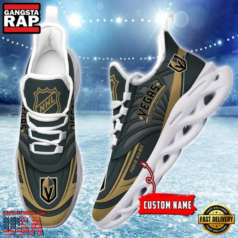 NHL Custom Name Vegas Golden Knights Team Logo Design Max Soul Shoes Running Sneakers