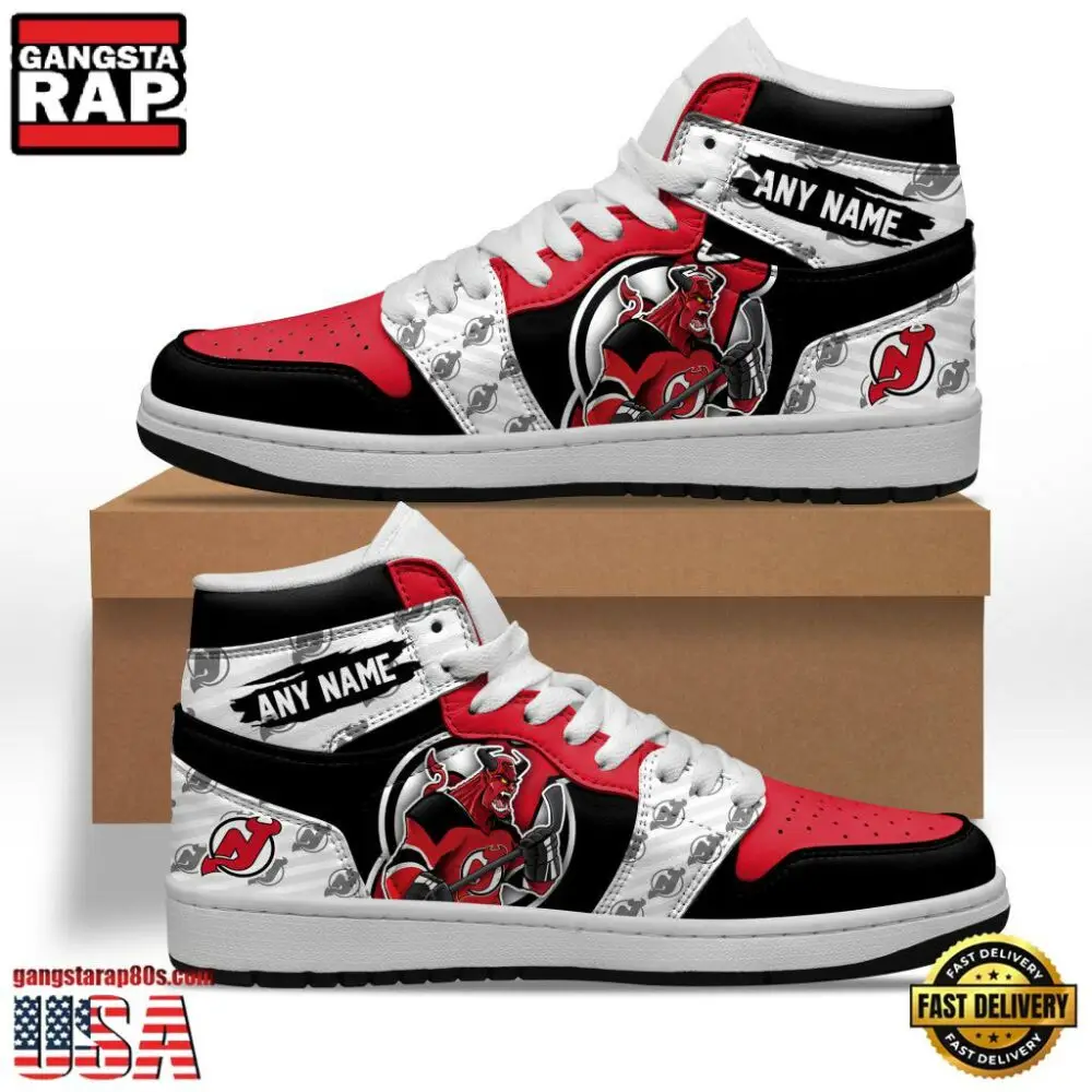 NHL New Jersey Devils Team Mascot New Design Custom Name Air Jordan 1 Shoes