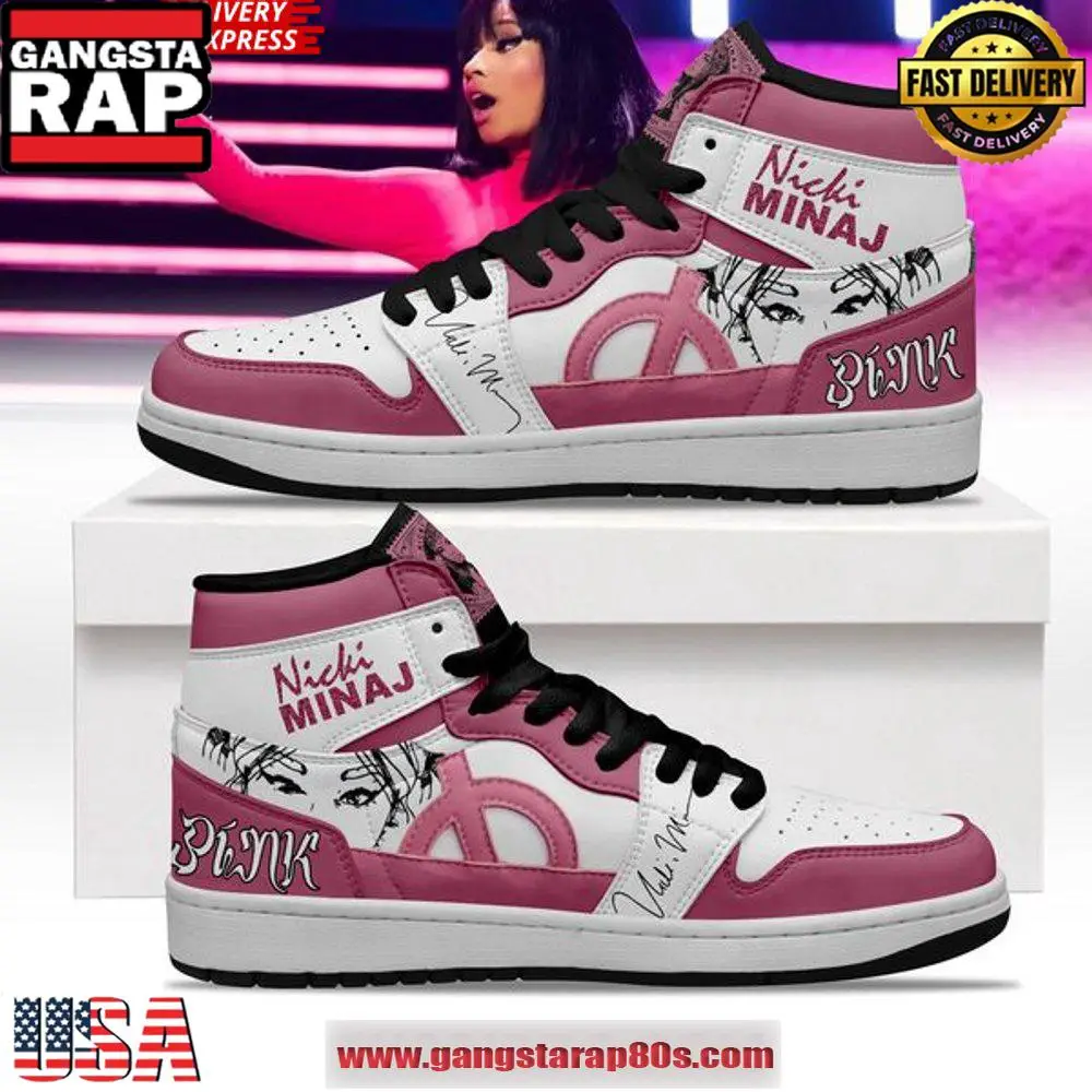 Nicki Minaj Pink Air Jordan 1 Sneaker Shoes Nicki Minaj Pink Air Jordan 1 Sneaker Shoes - Image 1