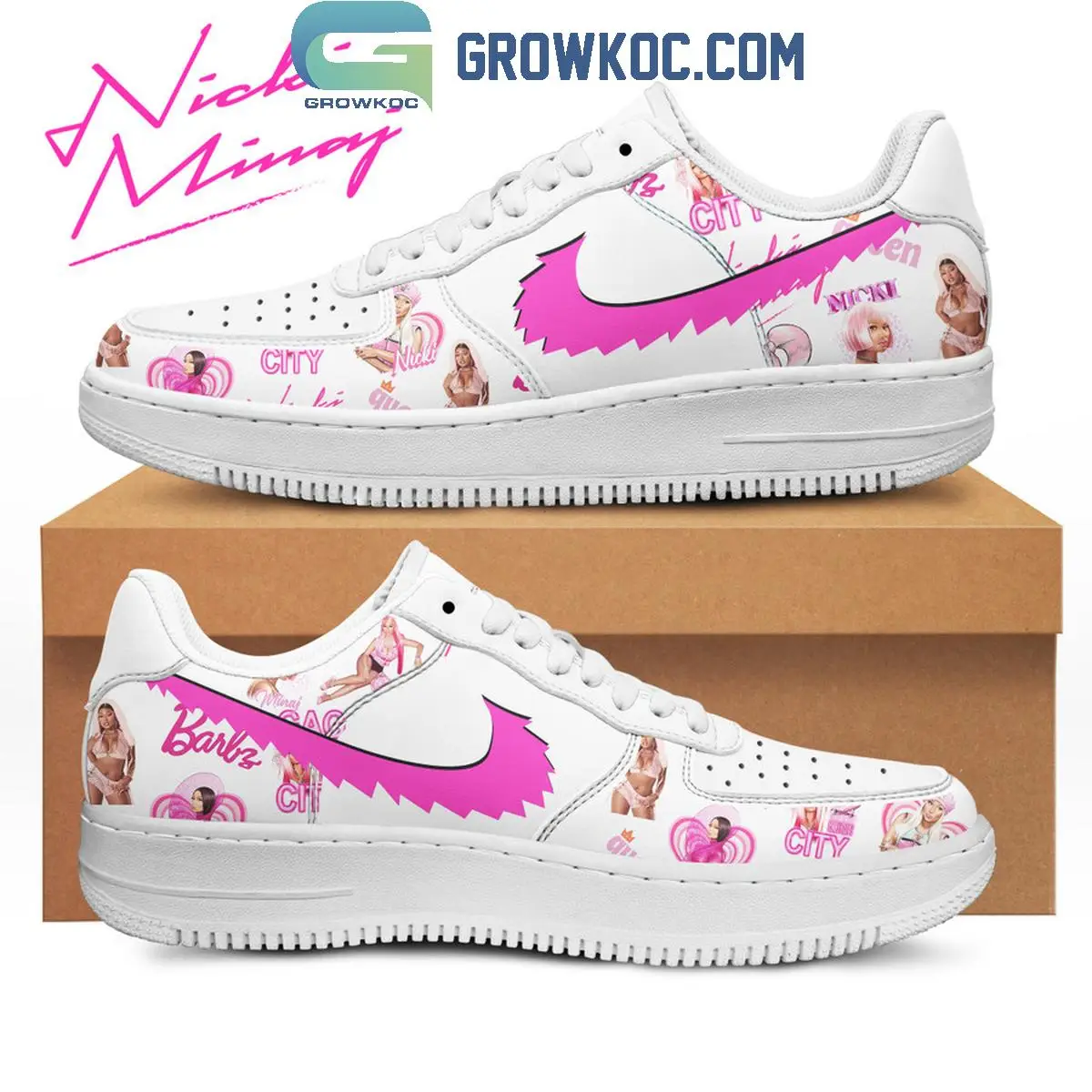 Nicki Minaj Pink Friday White Design Air Force 1 Shoes